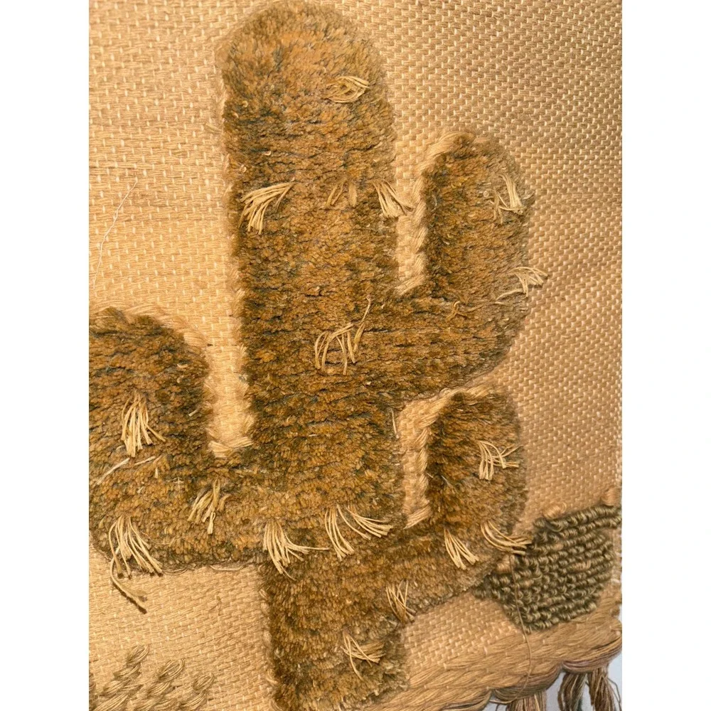 Vintage Southwestern Cactus Woven Wall Hanging Tapestry Tassels 1988 ICA - Picture 5 of 9